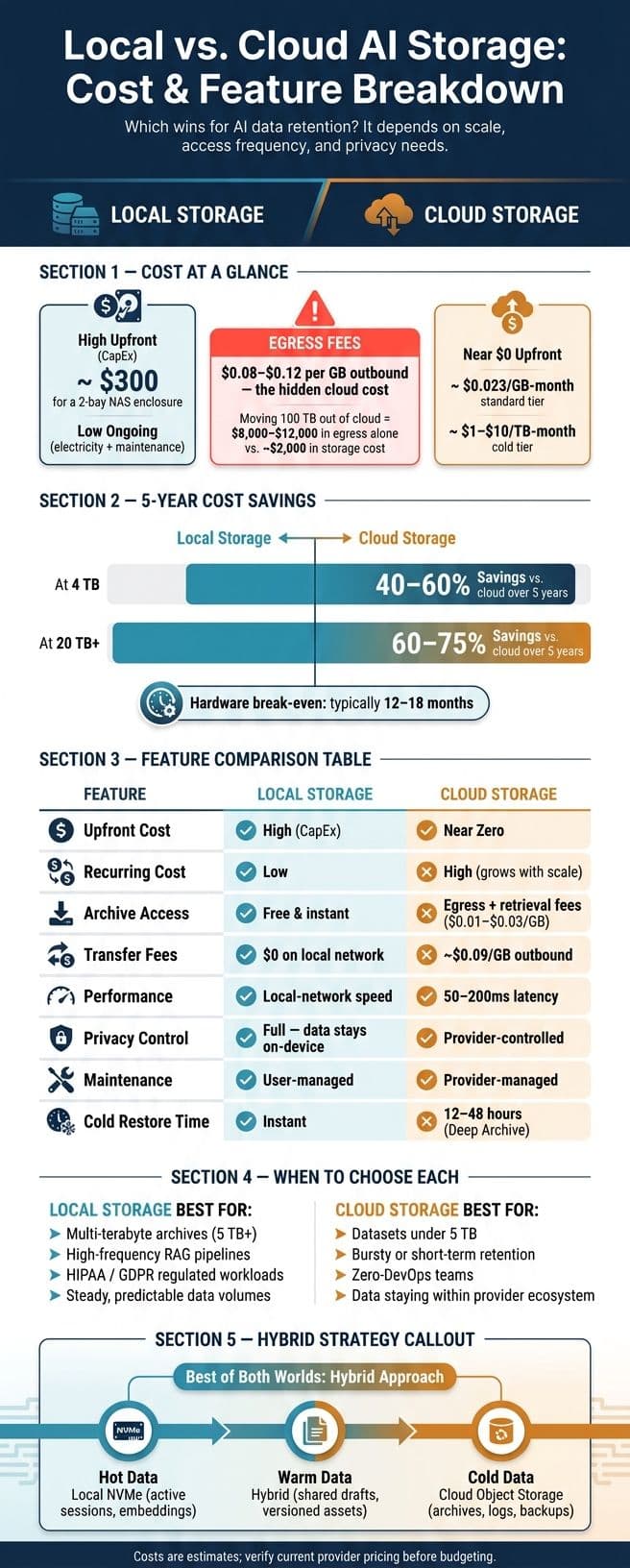 Local vs. Cloud AI Storage: 5-Year Cost & Feature Comparison