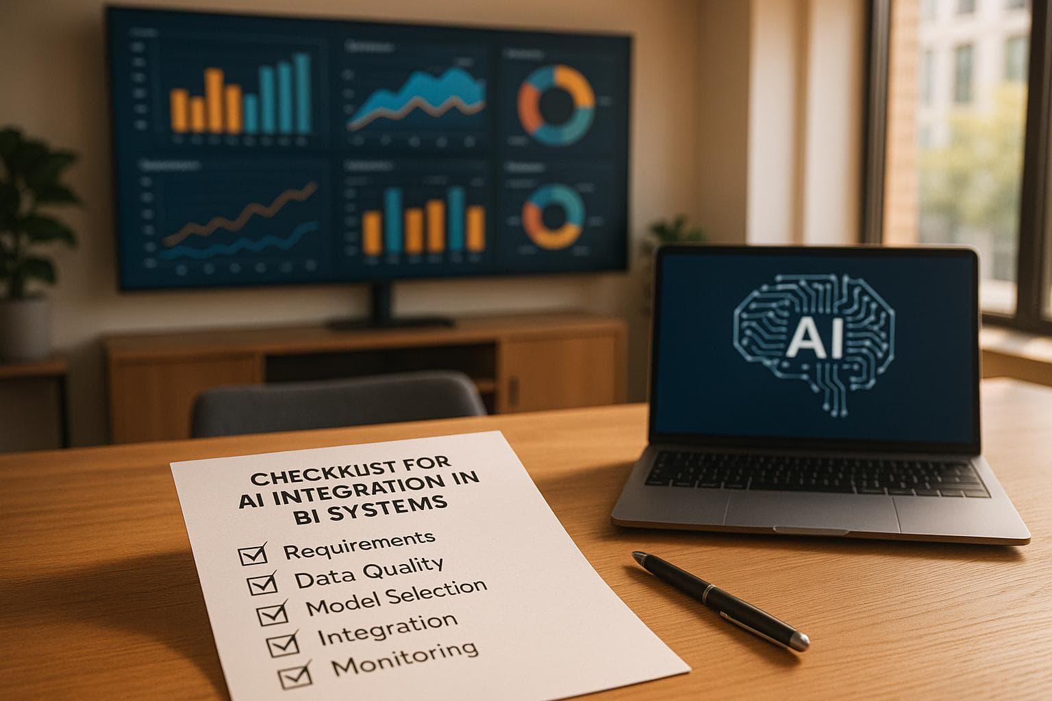 Checklist for AI Integration in BI Systems
