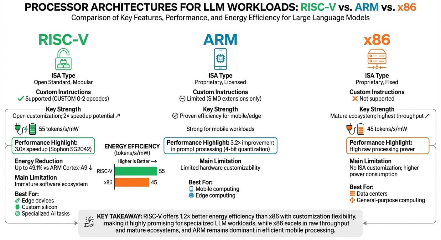 RISC-V vs ARM vs x86 Architecture Comparison for LLM Workloads