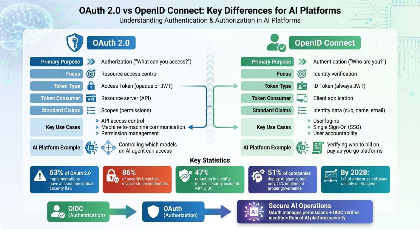 OAuth 2.0 vs OpenID Connect: Key Differences for AI Platforms