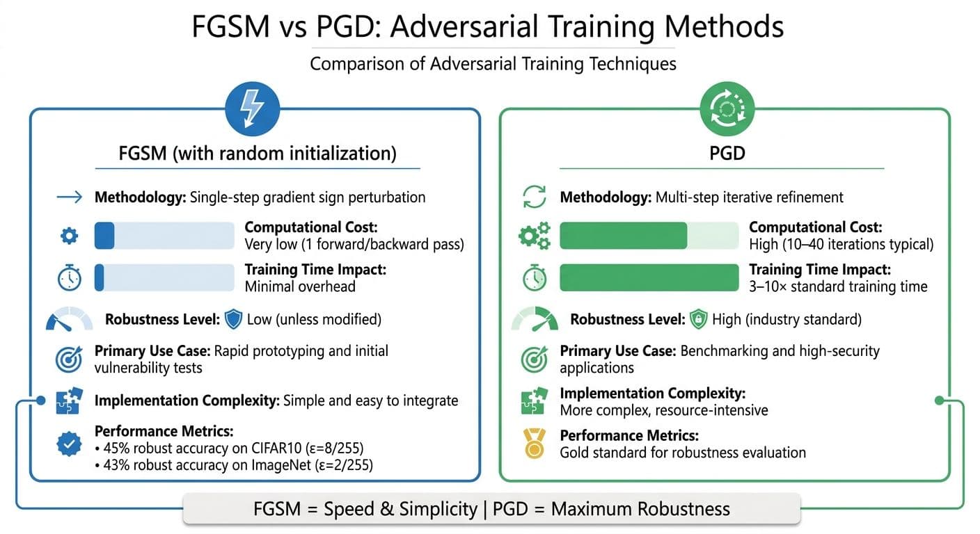 FGSM vs PGD Adversarial Training Methods Comparison