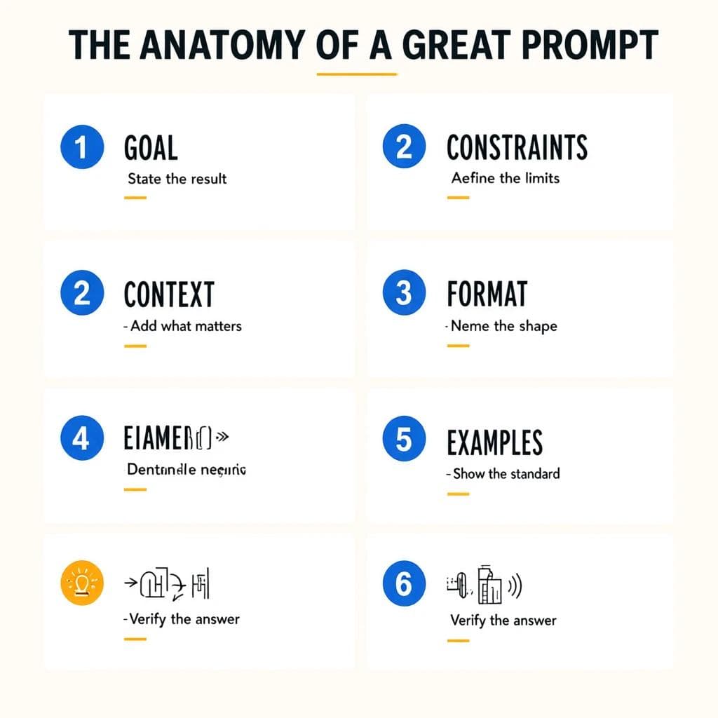 Educational prompt infographic with duplicated numbers and garbled lower captions generated by Qwen Image 3