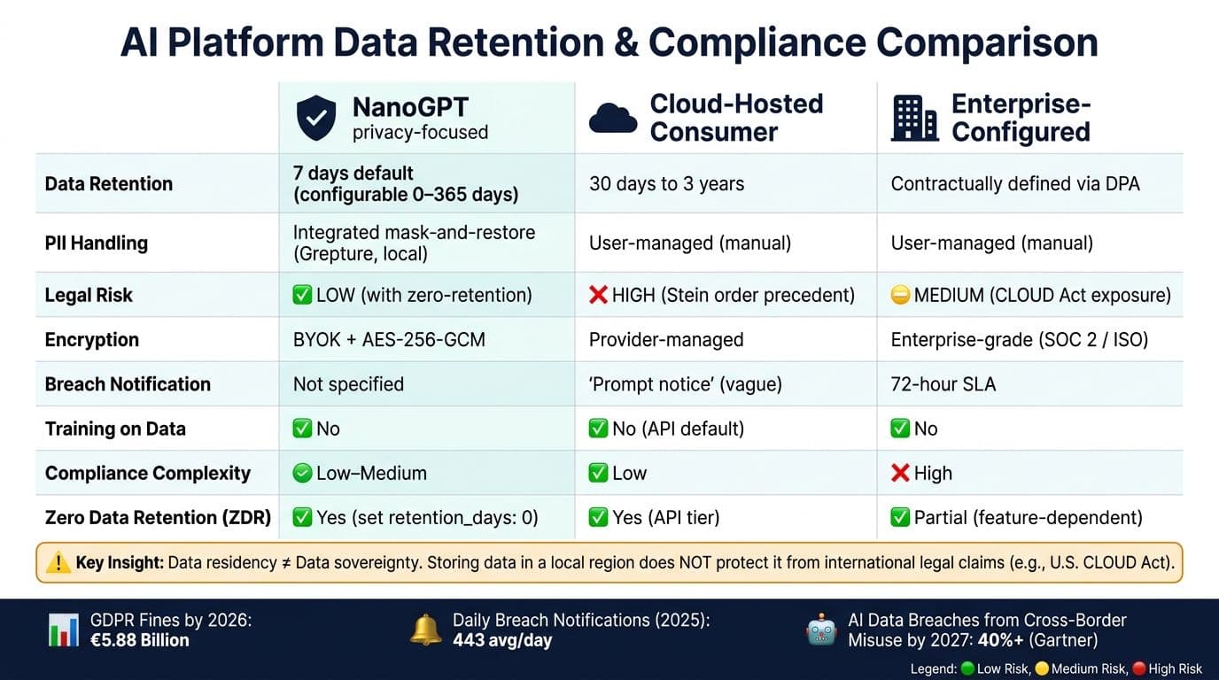 AI Platform Data Retention & Compliance Comparison 2025