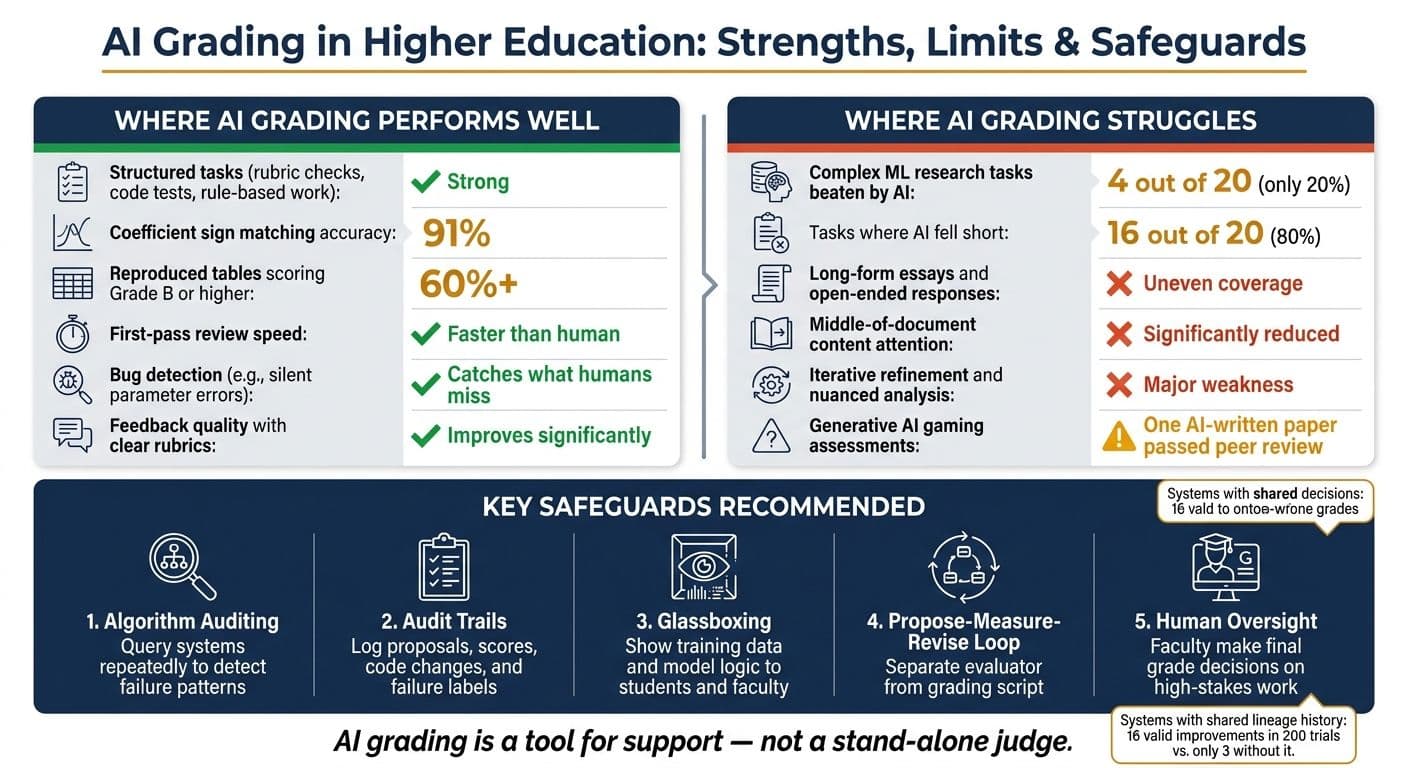 AI Grading in Higher Education: Where It Works and Where It Falls Short