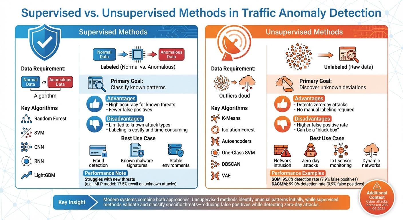 Supervised vs Unsupervised AI Methods for Traffic Anomaly Detection