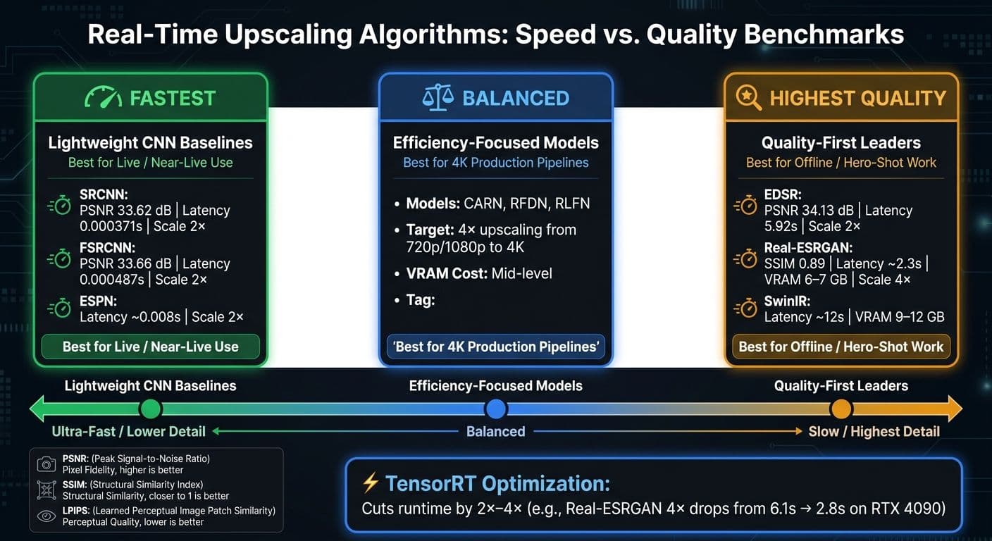 Real-Time Upscaling Algorithm Benchmarks: Speed vs. Quality Comparison